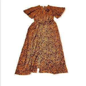 Ava & Viv Maxi Flutter Dress 1X Flowy Animal Print